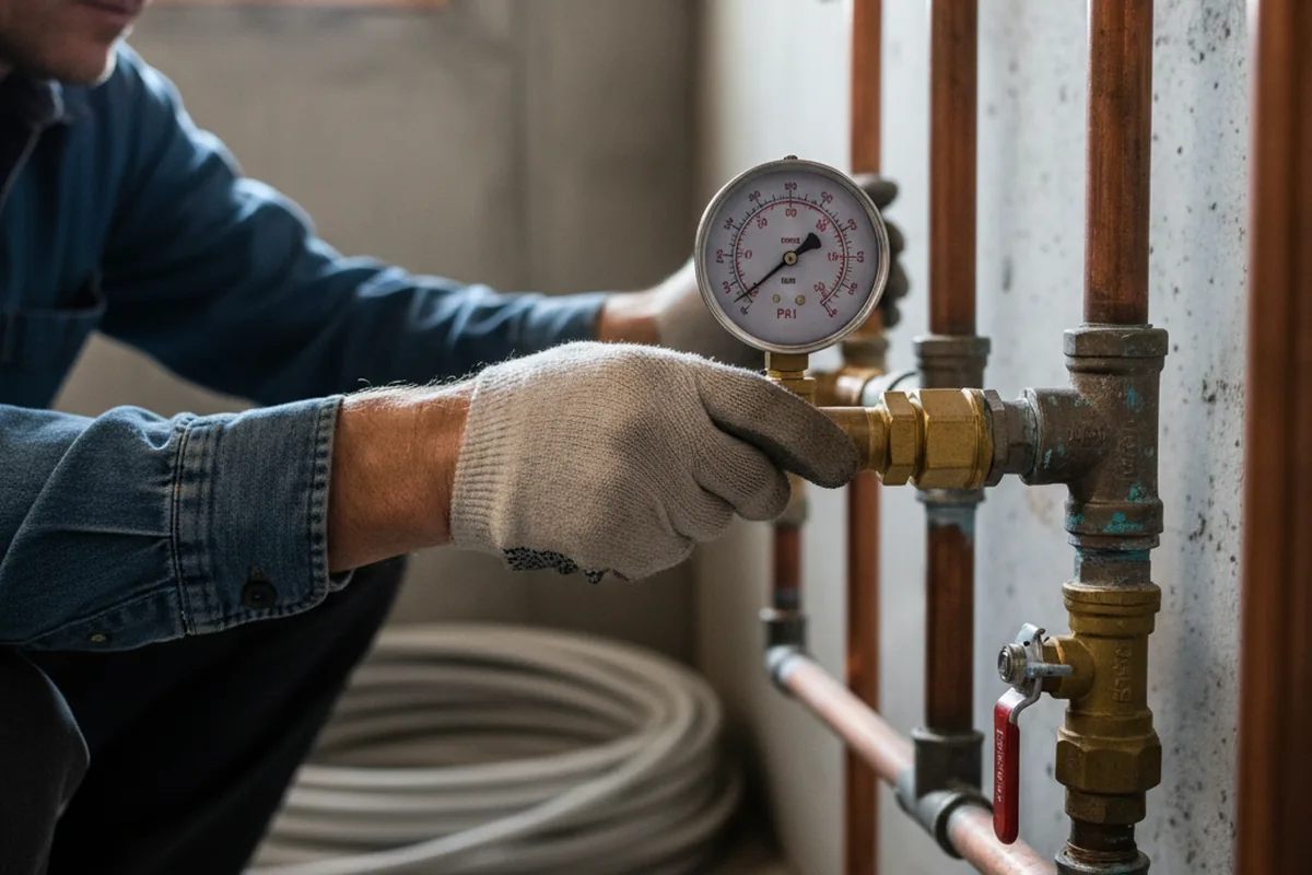 Pressure testing a repaired line during Water Line Repair in Sellersville
